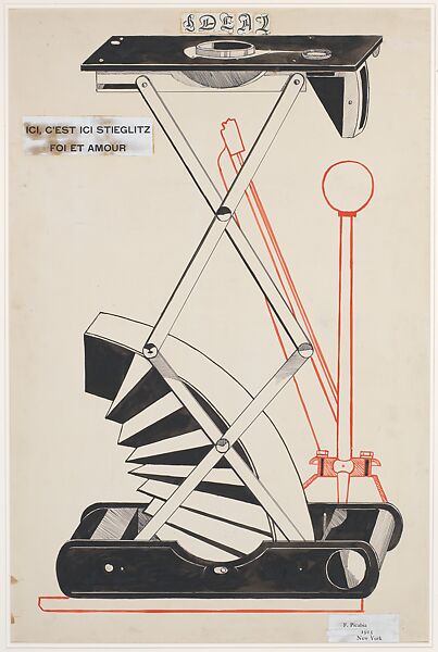 Here, This Is Stieglitz Here, Francis Picabia (French, Paris 1879–1953 Paris), Ink, graphite, and cut-and-pasted painted and printed papers on paperboard 