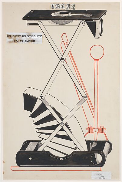 Here, This Is Stieglitz Here, Francis Picabia  French, Ink, graphite, and cut-and-pasted painted and printed papers on paperboard