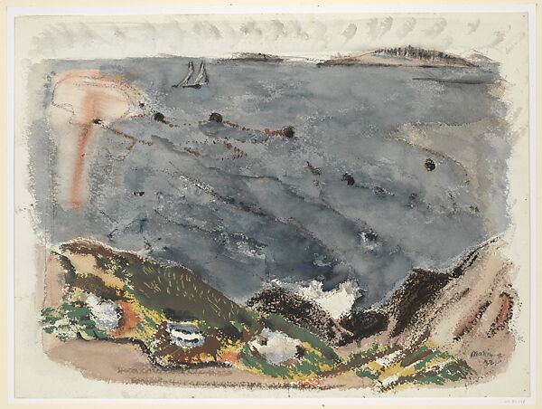 Off Bald Head, Small Point, Maine, John Marin (American, Rutherford, New Jersey 1870–1953 Cape Split, Maine), Watercolor, gouache, charcoal, and graphite on paper 