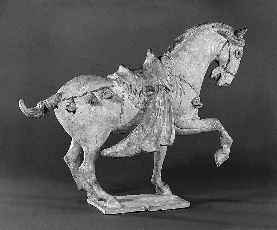Figure of a horse, Earthenware with pigment, China 