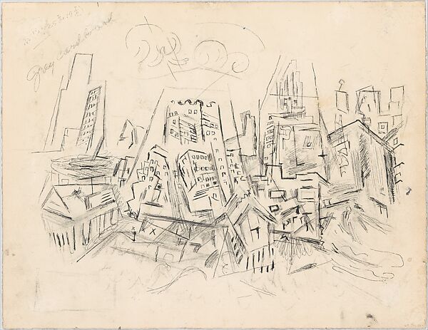 Motive, Telephone Building, New York (recto); Downtown Manhattan (verso), John Marin (American, Rutherford, New Jersey 1870–1953 Cape Split, Maine), Watercolor, ink, charcoal, and graphite on paper