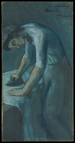 Woman Ironing, Pablo Picasso (Spanish, Malaga 1881–1973 Mougins, France), Oil on canvas, mounted on cardboard 