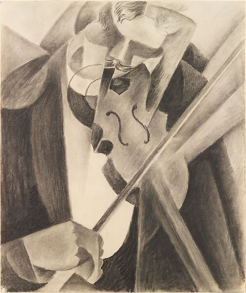 The Society Violinist, Gino Severini (Italian, Cortona 1883–1966 Paris), Charcoal on paper 