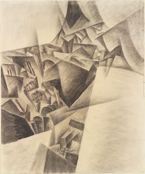 Flying over Rheims, Gino Severini (Italian, Cortona 1883–1966 Paris), Charcoal on paper 