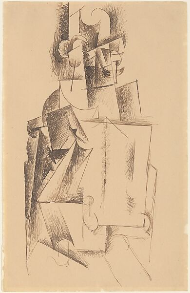 Seated Man Reading a Newspaper, Pablo Picasso  Spanish, Ink on paper