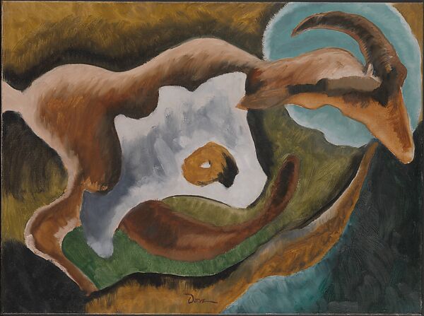 Goat, Arthur Dove (American, Canandaigua, New York 1880–1946 Huntington, New York), Oil on canvas with selective varnish 