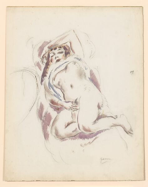 Siesta, Jules Pascin (American (born Bulgaria), Vidin 1885–1930 Paris), Watercolor, graphite, and pen and brown ink on paper 