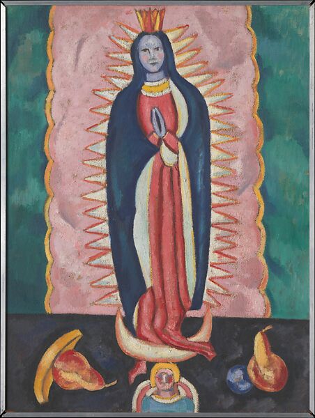 The Virgin of Guadalupe, Marsden Hartley (American, Lewiston, Maine 1877–1943 Ellsworth, Maine), Oil and charcoal on paperboard 
