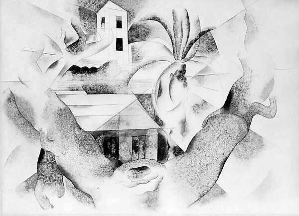 Bermuda No. 1, Tree and House, Charles Demuth (American, Lancaster, Pennsylvania 1883–1935 Lancaster, Pennsylvania), Watercolor and graphite with cut paper on paper