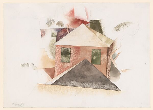 Houses with Red, Charles Demuth (American, Lancaster, Pennsylvania 1883–1935 Lancaster, Pennsylvania), Watercolor and graphite on paper 