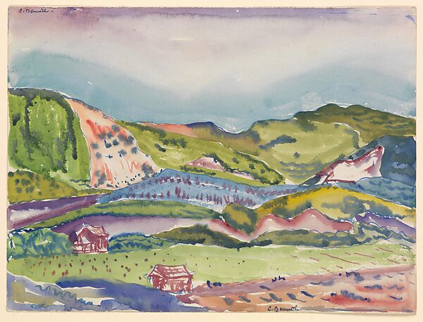 Mountain with Red House, Charles Demuth (American, Lancaster, Pennsylvania 1883–1935 Lancaster, Pennsylvania), Watercolor on paper 