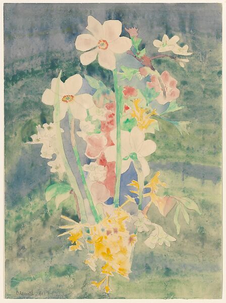 Narcissi, Charles Demuth (American, Lancaster, Pennsylvania 1883–1935 Lancaster, Pennsylvania), Watercolor, graphite, and dry pigment on paper 