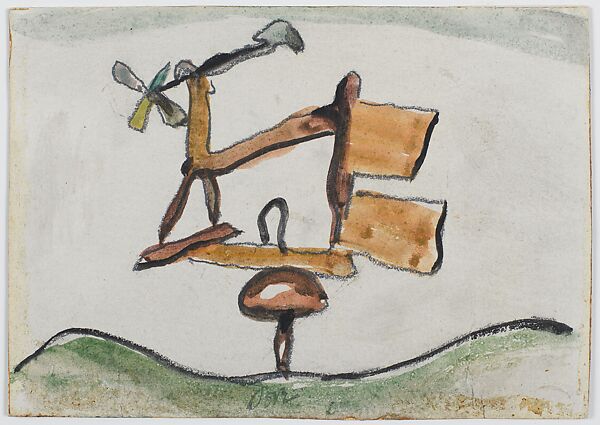 Weather Vane, Arthur Dove (American, Canandaigua, New York 1880–1946 Huntington, New York), Watercolor and graphite on paper, mounted on paperboard 