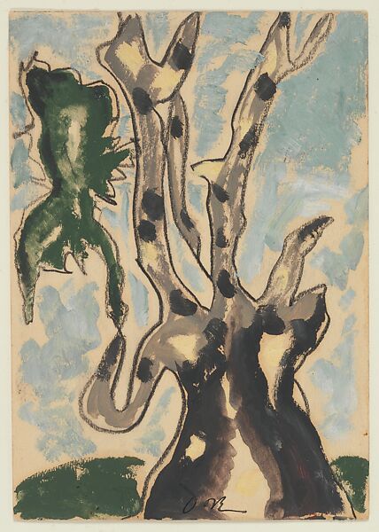 Sycamore, Arthur Dove (American, Canandaigua, New York 1880–1946 Huntington, New York), Watercolor, opaque watercolor, black crayon and matte opaque paint on paper 