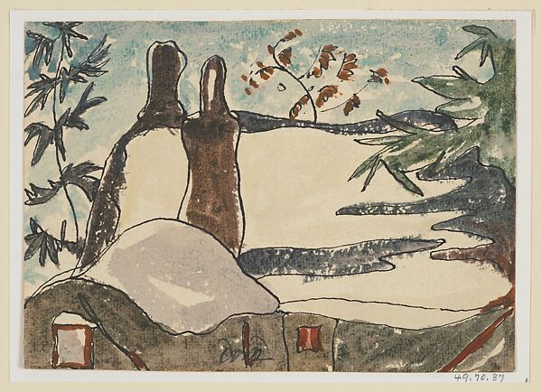 Snowy Rooftops and Trees, Arthur Dove (American, Canandaigua, New York 1880–1946 Huntington, New York), Watercolor and ink on paper 