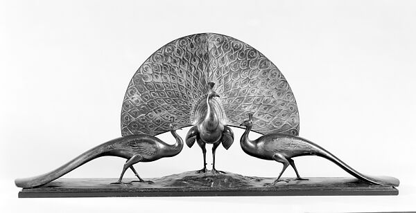 The Peacocks, Gaston Lachaise (American (born France) Paris 1882–1935 New York), Bronze, gilt