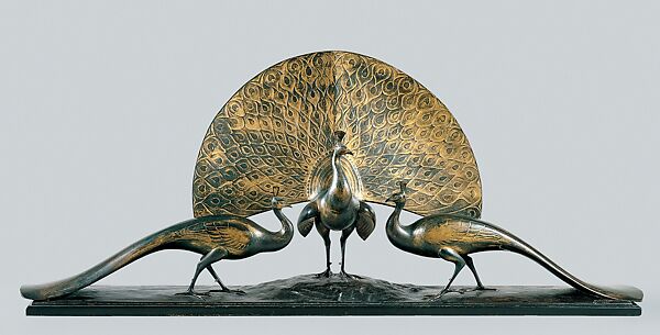 The Peacocks, Gaston Lachaise (American (born France) 1882–1935), Bronze, gilt 