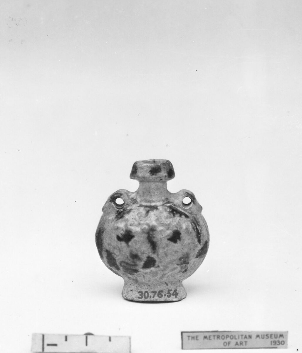 Miniature pilgrim bottle, Earthenware with three-color glaze (Sancai ware), China 