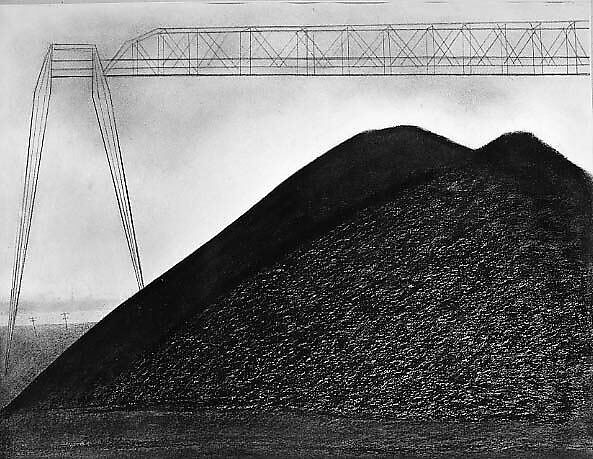 Bituminous Coal Storage Pile, Joseph Stella (American (born Italy) Muro Lucano 1877–1946 New York, New York), Charcoal on paper 