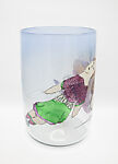 Double Doll on Blue, Flora Mace (American, born Exeter, New Hampshire, 1949), Glass, wire, sand grains (confined to a small circular area on bottom)