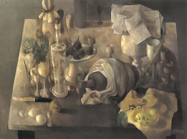 Table with Figs and Lemons, Carlyle Brown (American, Los Angeles, California 1919–1963 Rome, Italy), Oil on canvas 