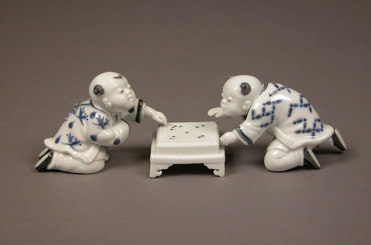 Chinese Child Playing a Game of Go, Porcelain with underglaze blue (Hirado ware), Japan