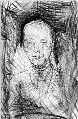 Head of a Woman, Rudolf Ray (American (born Latvia) 1891–1985), Conté crayon on paper 