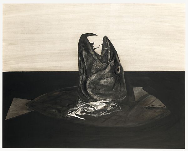 Fish Head, Yasuo Kuniyoshi (American (born Japan), Okayama 1889–1953 New York), Ink and wash on paper 