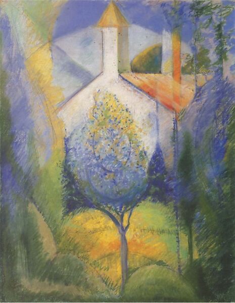 The Country Church, Joseph Stella (American (born Italy) Muro Lucano 1877–1946 New York, New York), Pastel and charcoal on paper 