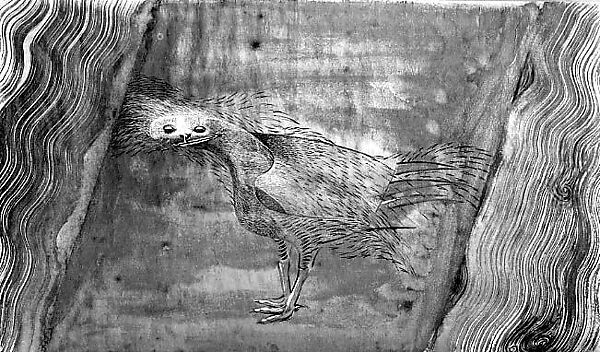 Spirit Bird Transporting Minnow from Stream to Stream, Morris Graves (American, Fox Valley, Oregon 1910–2001 Loleta, California), Tempera, ink, wash, metallic paint, and chalk on paper 
