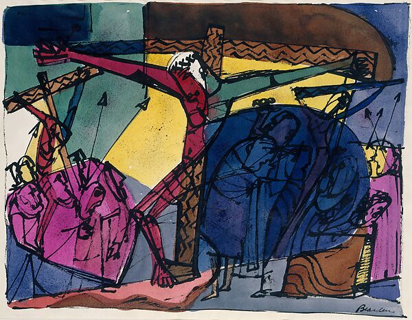 Golgotha, Romare Bearden (American, Charlotte, North Carolina 1911–1988 New York), Watercolor, ink, and graphite on paper 