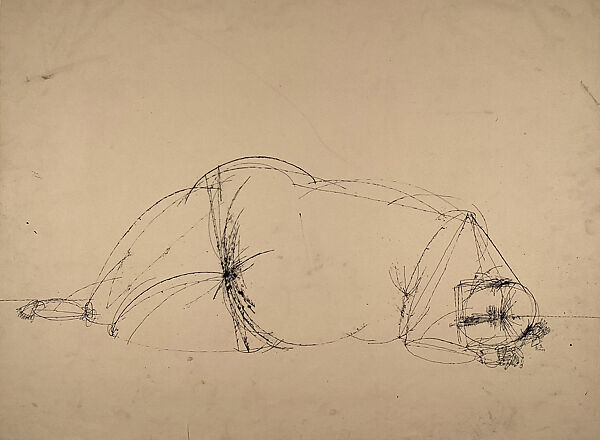 Reclining Figure, Joseph Glasco (American, Pauls Valley, Oklahoma 1925–1996 Galveston, Texas), Pen and black ink on paper 