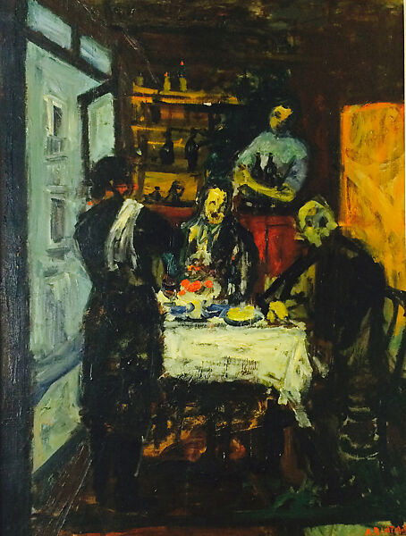 Four Figures in a Bistro, Arbit Blatas (American (born Lithuania), Kaunas 1908–1999 New York), Oil on canvas 