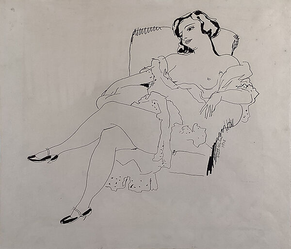 Seated Woman, Walt Kuhn (American, New York 1877–1949 White Plains, New York), Pen and black ink on paper 