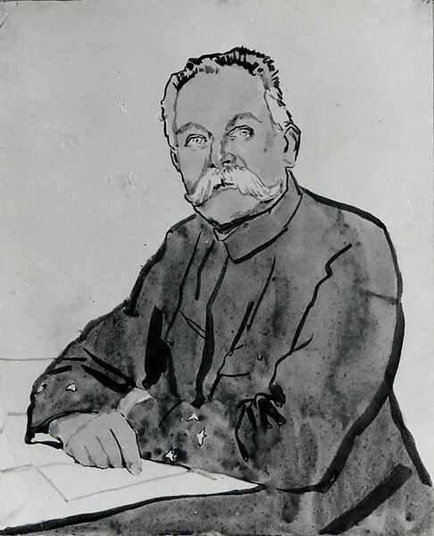 General Sarrail, Gwen John (British, Haverfordwest, Wales 1876–1939 Dieppe, France), Ink and wash on paper 