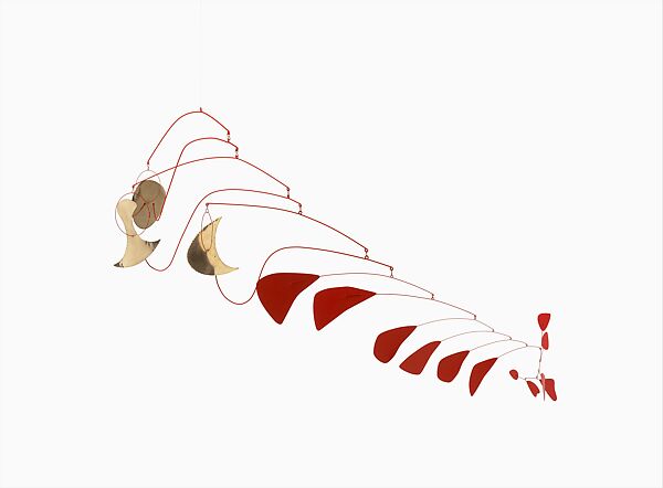 Red Gongs, Alexander Calder (American, Philadelphia, Pennsylvania 1898–1976 New York), Painted aluminum, brass, steel rod, and wire