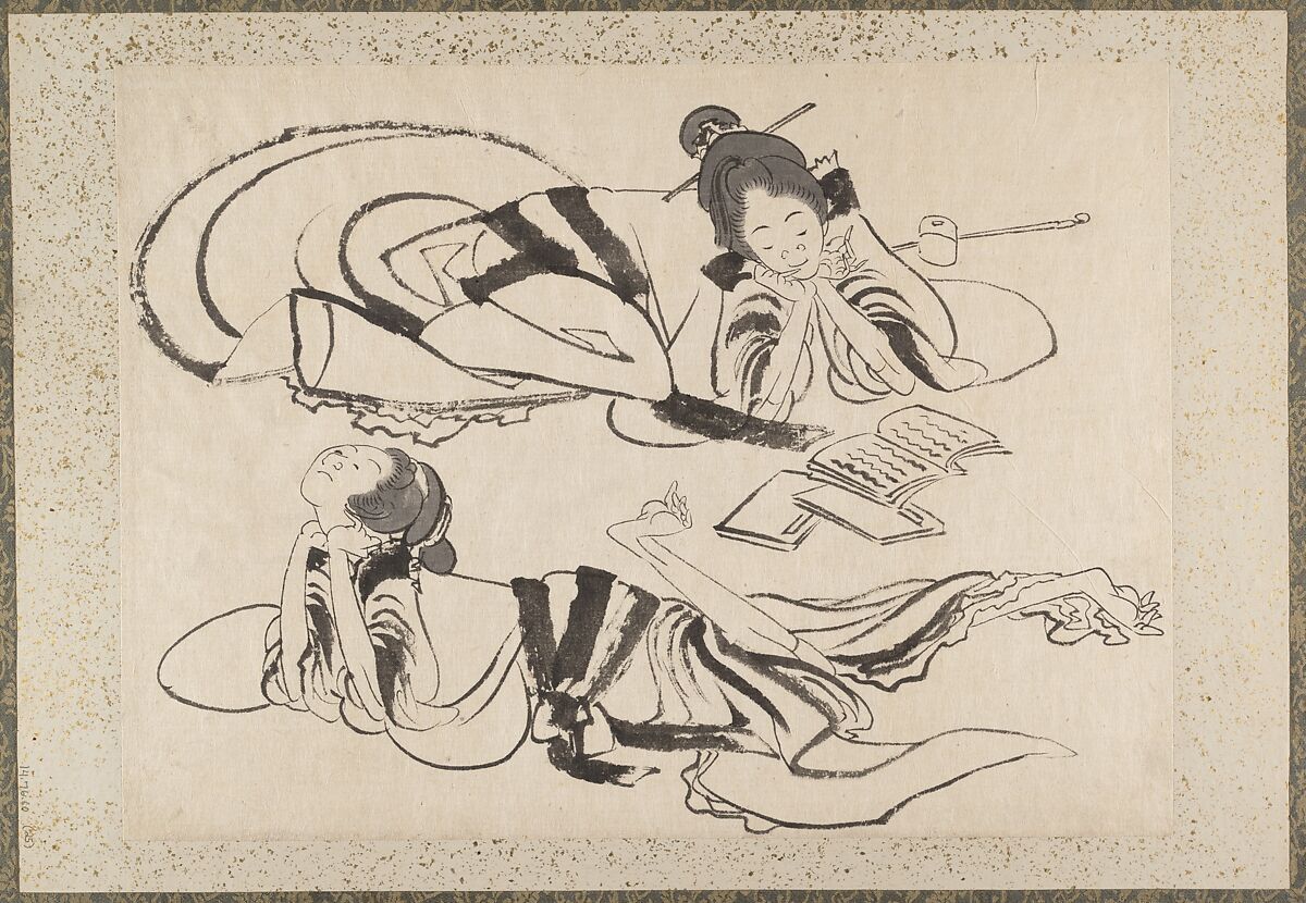 Album of Sketches by Katsushika Hokusai and His Disciples, Katsushika Hokusai (Japanese, Tokyo (Edo) 1760–1849 Tokyo (Edo)) and others, Album of one hundred and nine leaves; ink on paper, ink and color on paper, Japan