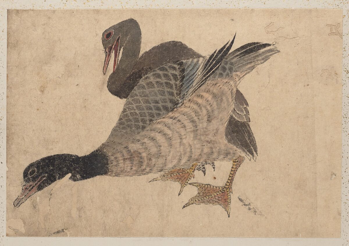 Album of Sketches by Katsushika Hokusai and His Disciples, Katsushika Hokusai (Japanese, Tokyo (Edo) 1760–1849 Tokyo (Edo)) and others, Album of one hundred and nine leaves; ink on paper, ink and color on paper, Japan