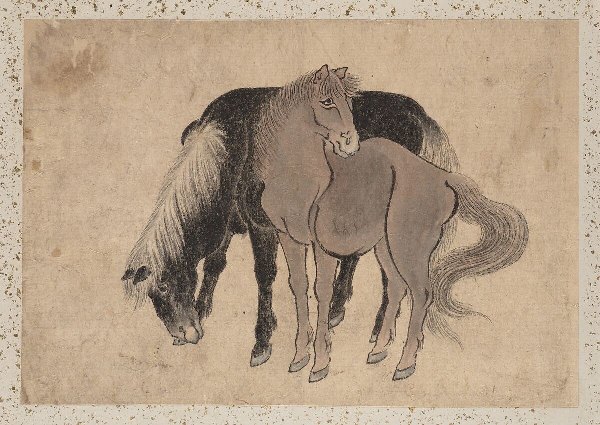 Album of Sketches by Katsushika Hokusai and His Disciples, Katsushika Hokusai (Japanese, Tokyo (Edo) 1760–1849 Tokyo (Edo)) and others, Album of one hundred and nine leaves; ink on paper, ink and color on paper, Japan