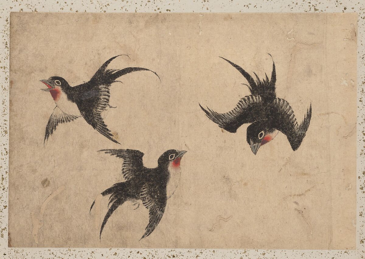 Album of Sketches by Katsushika Hokusai and His Disciples, Katsushika Hokusai (Japanese, Tokyo (Edo) 1760–1849 Tokyo (Edo)) and others, Album of one hundred and nine leaves; ink on paper, ink and color on paper, Japan