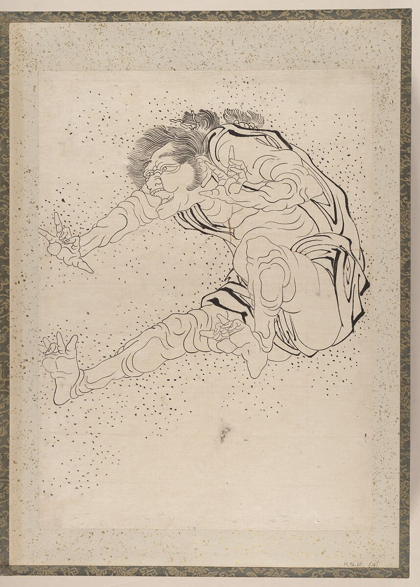 Album of Sketches by Katsushika Hokusai and His Disciples, Katsushika Hokusai (Japanese, Tokyo (Edo) 1760–1849 Tokyo (Edo)) and others, Album of one hundred and nine leaves; ink on paper, ink and color on paper, Japan