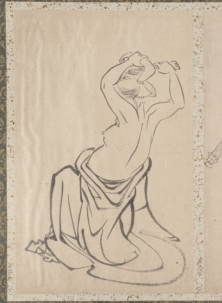 Album of Sketches by Katsushika Hokusai and His Disciples, Katsushika Hokusai (Japanese, Tokyo (Edo) 1760–1849 Tokyo (Edo)) and others, Album of one hundred and nine leaves; ink on paper, ink and color on paper, Japan
