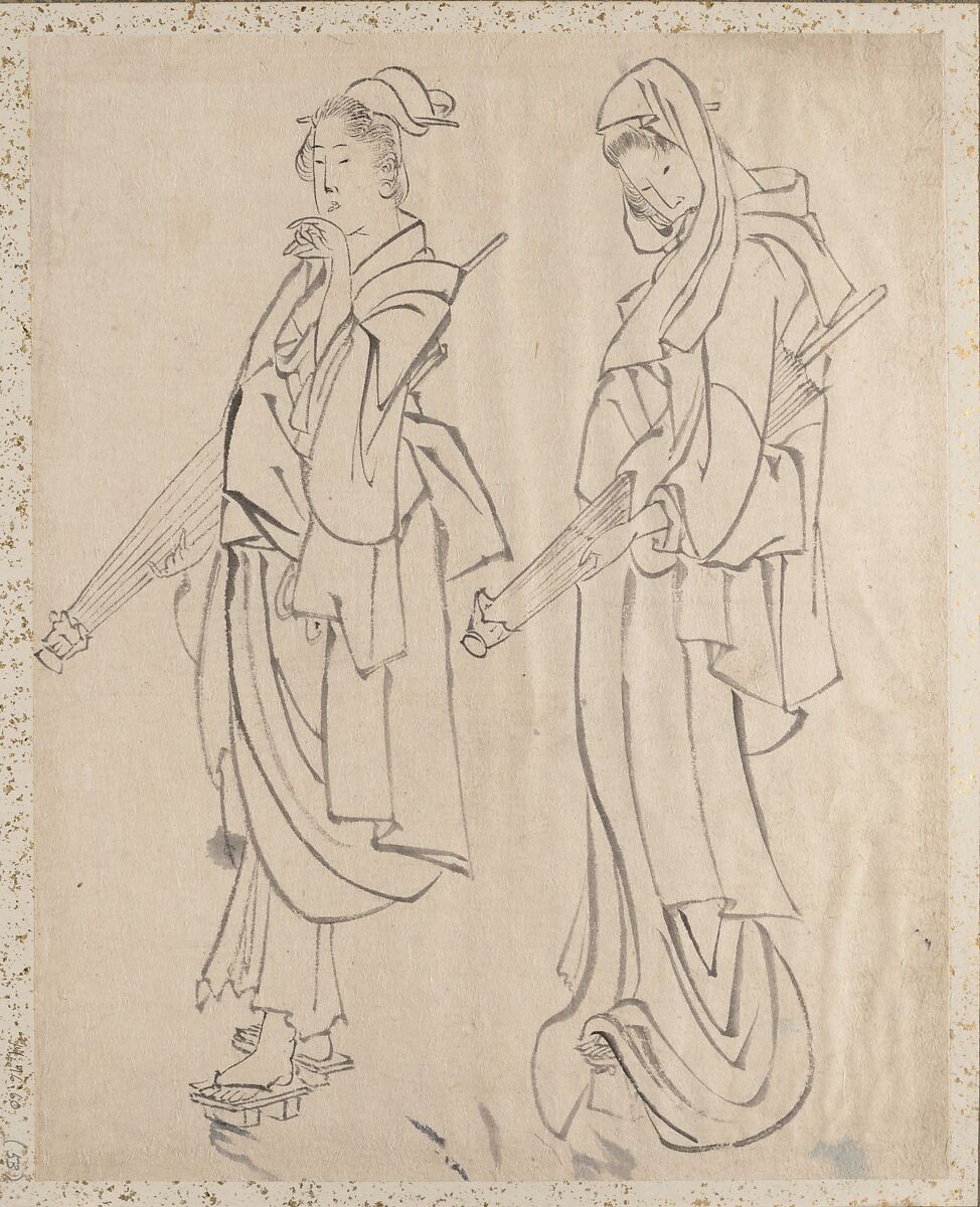 Album of Sketches by Katsushika Hokusai and His Disciples, Katsushika Hokusai (Japanese, Tokyo (Edo) 1760–1849 Tokyo (Edo)) and others, Album of one hundred and nine leaves; ink on paper, ink and color on paper, Japan
