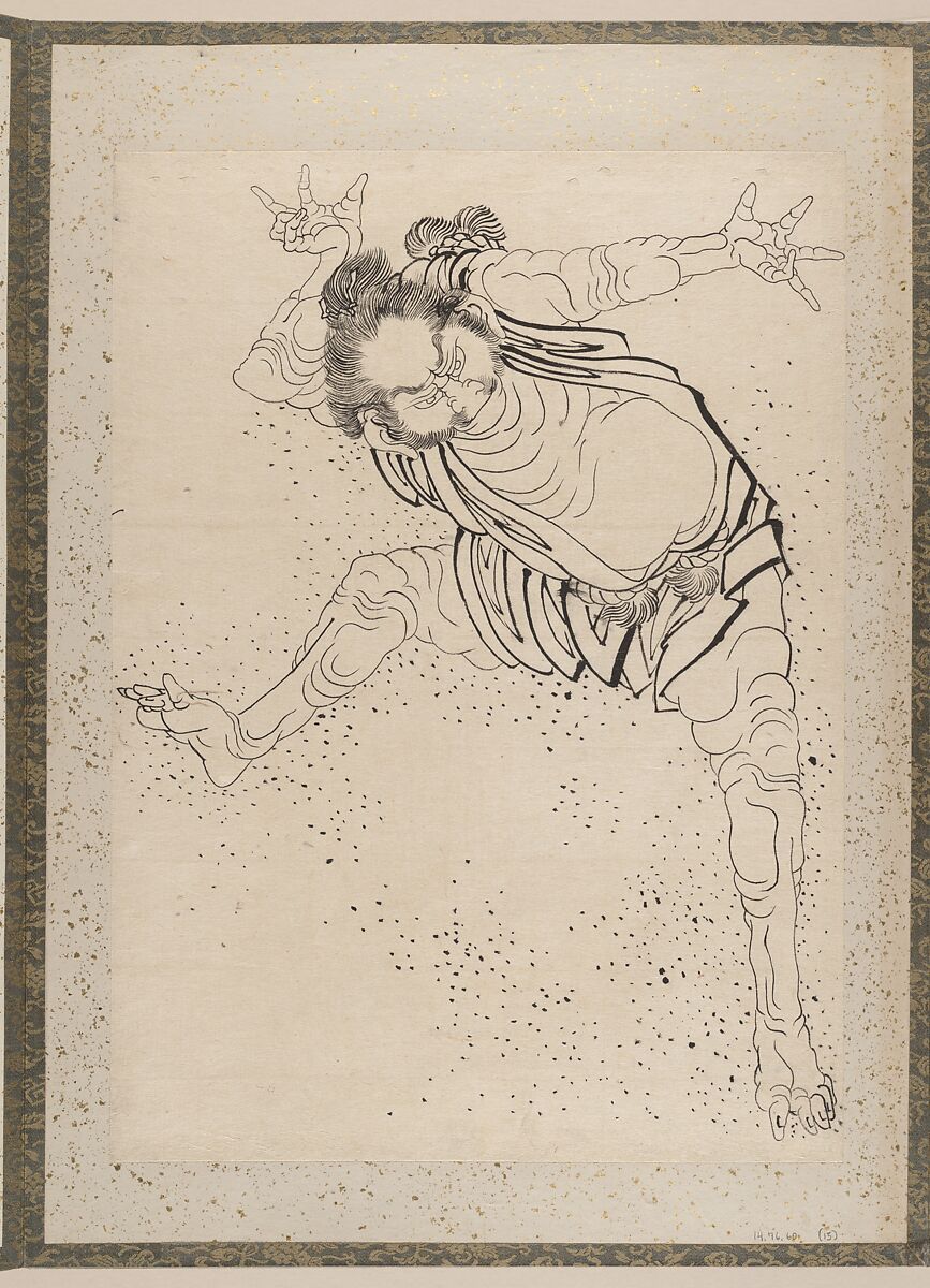 Album of Sketches by Katsushika Hokusai and His Disciples, Katsushika Hokusai (Japanese, Tokyo (Edo) 1760–1849 Tokyo (Edo)) and others, Album of one hundred and nine leaves; ink on paper, ink and color on paper, Japan