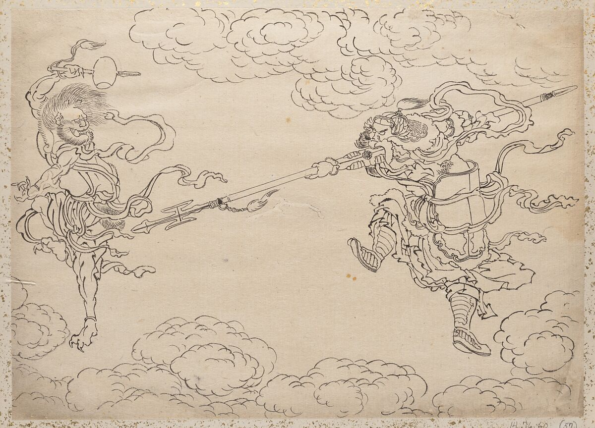 Album of Sketches by Katsushika Hokusai and His Disciples, Katsushika Hokusai (Japanese, Tokyo (Edo) 1760–1849 Tokyo (Edo)) and others, Album of one hundred and nine leaves; ink on paper, ink and color on paper, Japan