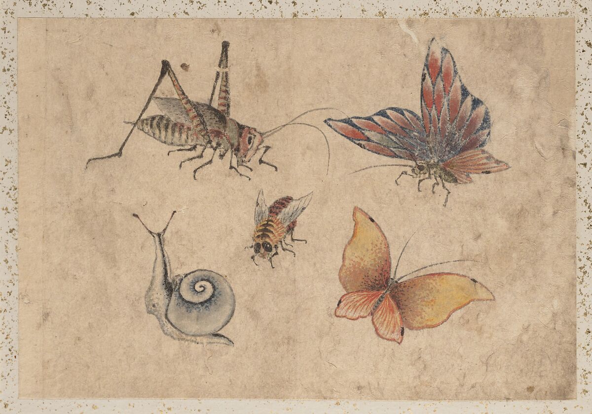 Album of Sketches by Katsushika Hokusai and His Disciples, Katsushika Hokusai (Japanese, Tokyo (Edo) 1760–1849 Tokyo (Edo)) and others, Album of one hundred and nine leaves; ink on paper, ink and color on paper, Japan
