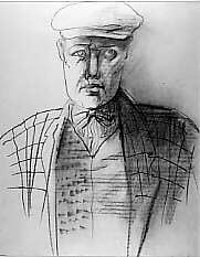 Man with a Cap, William Brice (American, New York 1921–2008 Los Angeles, California), Brown conté crayon on paper 