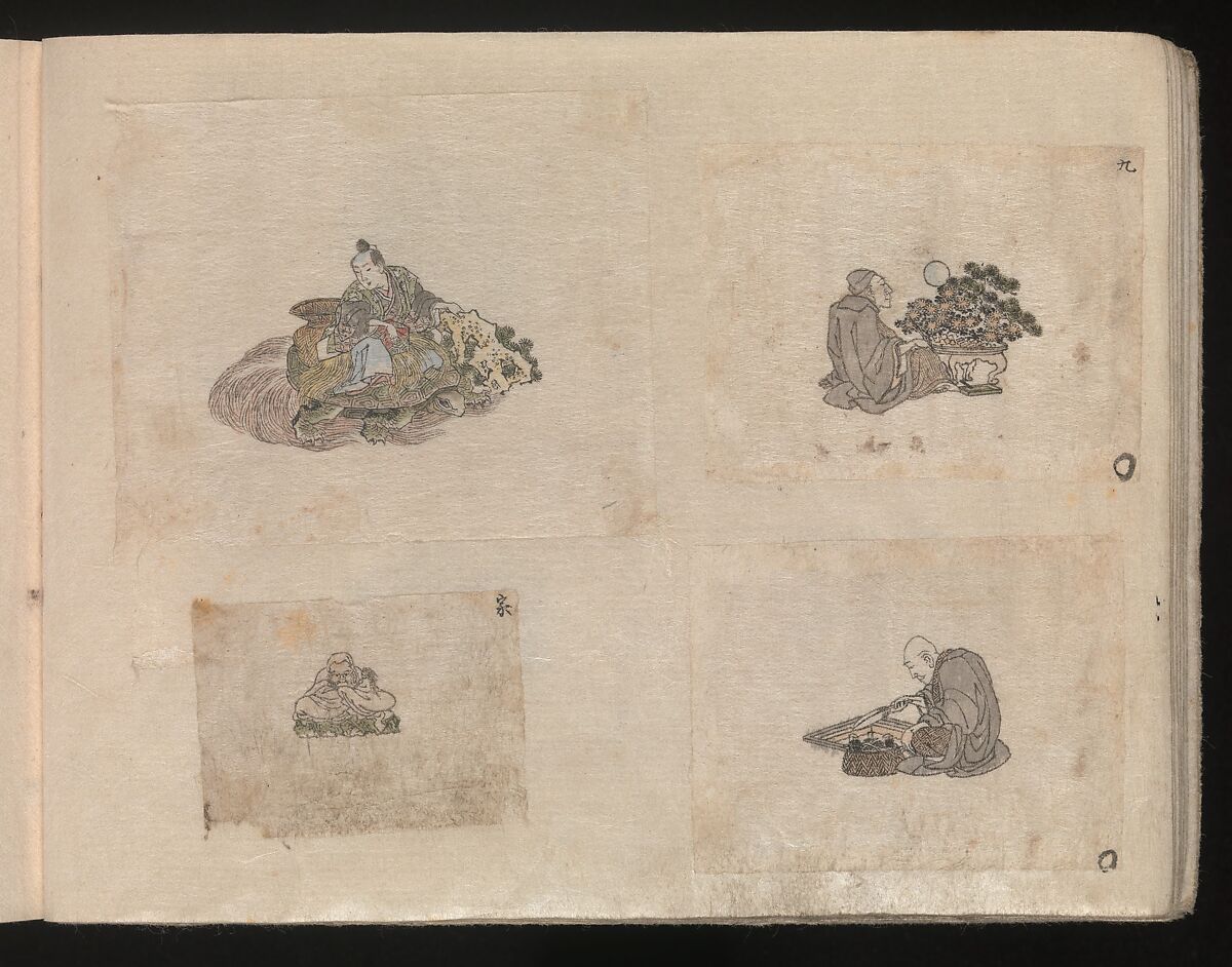 Miniature Drawings for Craftspeople, Katsushika Hokusai (Japanese, Tokyo (Edo) 1760–1849 Tokyo (Edo)), Two albums pasted with 548 drawings; ink and color on paper, Japan