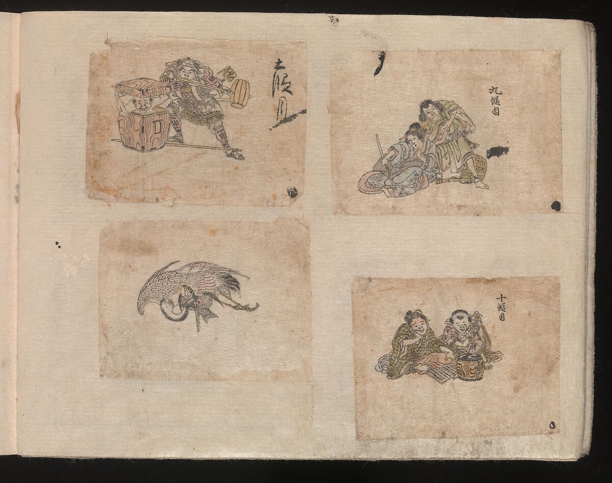 Miniature Drawings for Craftspeople, Katsushika Hokusai (Japanese, Tokyo (Edo) 1760–1849 Tokyo (Edo)), Two albums pasted with 548 drawings; ink and color on paper, Japan