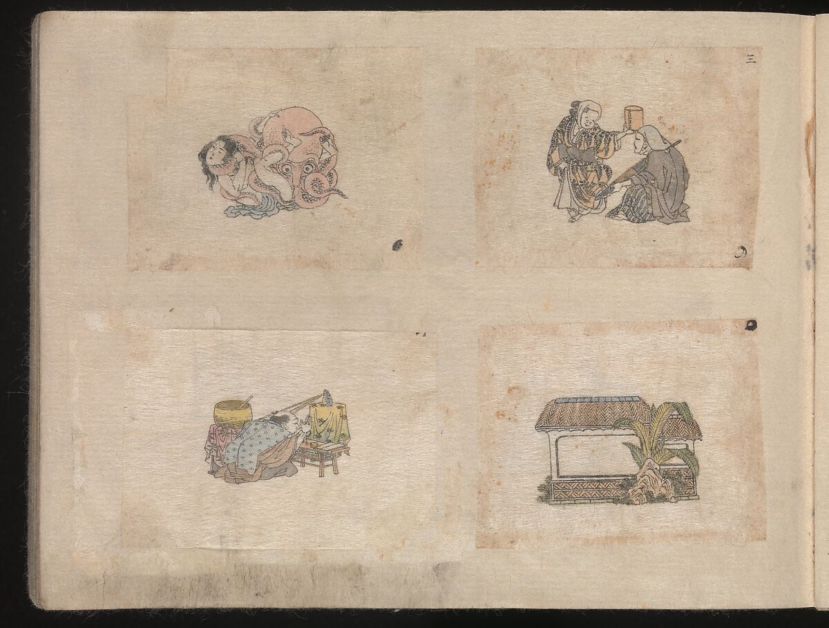 Miniature Drawings for Craftspeople, Katsushika Hokusai (Japanese, Tokyo (Edo) 1760–1849 Tokyo (Edo)), Two albums pasted with 548 drawings; ink and color on paper, Japan